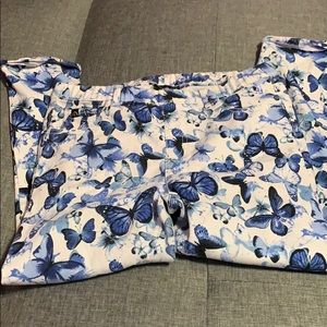 Who the blue butterfly pants